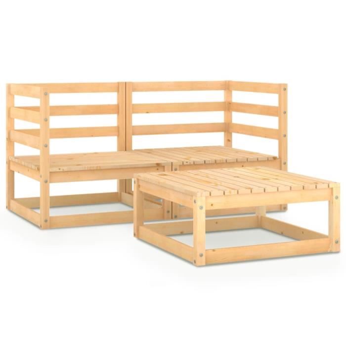 XIJ Salon de jardin 3 pcs Bois de pin massif
