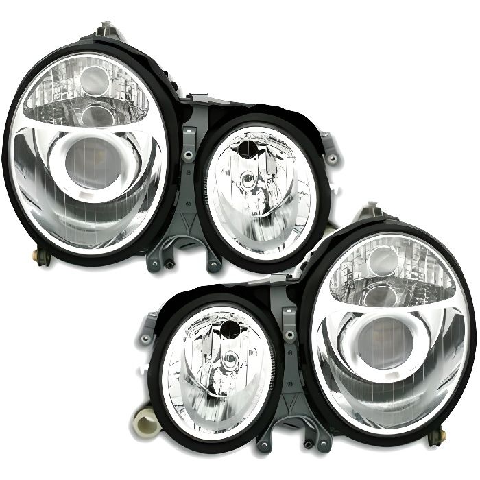 2 FEUX PHARE AVANT CHROME MERCEDES CLASSE E W210 PHASE 2 DE 09/1999 A 06/2002