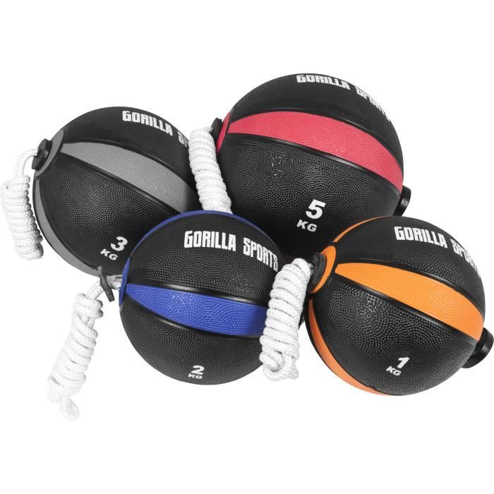 Lot de 4 Tornado Balls, 4 ballons d'exercice avec corde (1 KG, 2 KG, 3 KG et 5 KG)