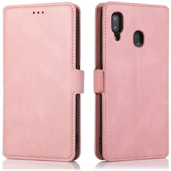 Etui pour Samsung Galaxy A20, Etui Portefeuille Magnetique En Cuir Ultra Fin Etui Portefeuille Avec Fente Pour Carte Etui Kickst AE