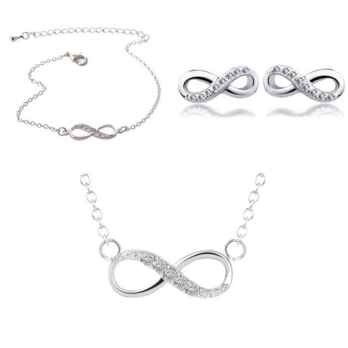 Pack Collier + Bracelet + Boucles D'oreilles Infini Simply Argenté