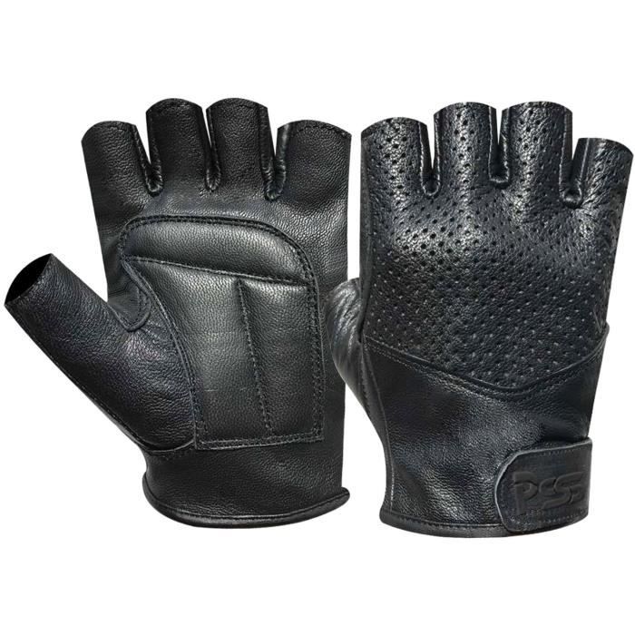 Mitaines Gants Homme Cuir Agneau Conduite Voiture Bus Vélo Ou Fitness Musculation Mode - Noir