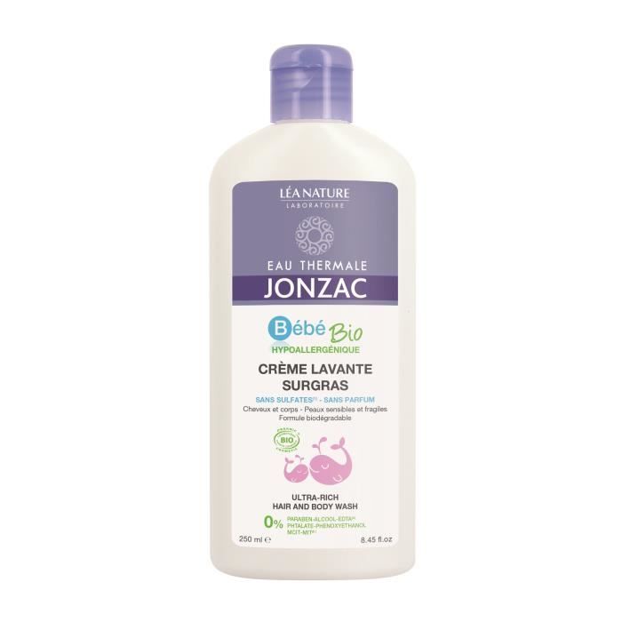 EAU THERMALE JONZAC Crème lavante surgras sans parfum - 250 ml