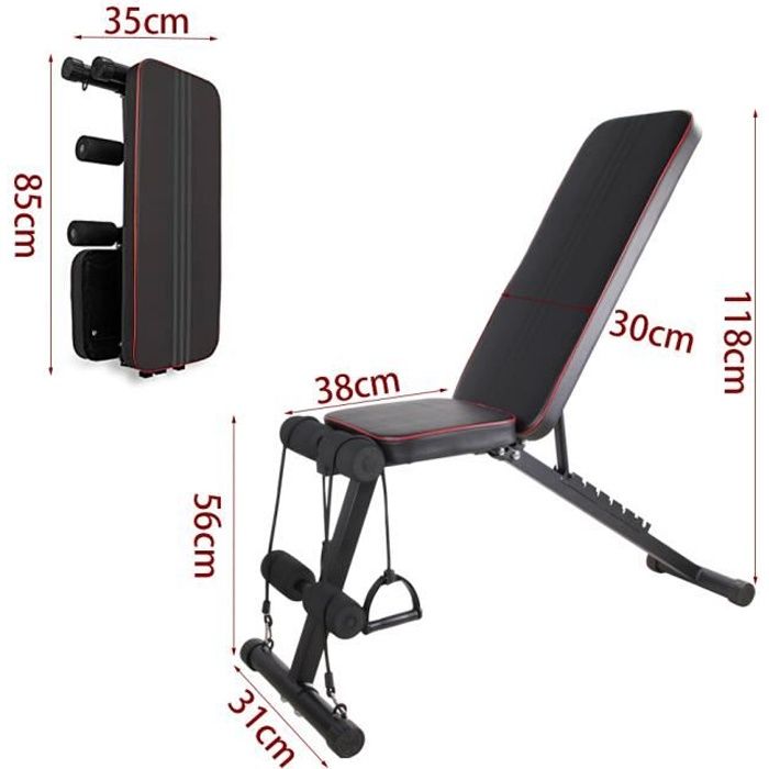 Banc de Poids réglable,Banc de Musculation pour l'entraînement ,Banc inclinable en 7 Positions Pliable Max 300KG