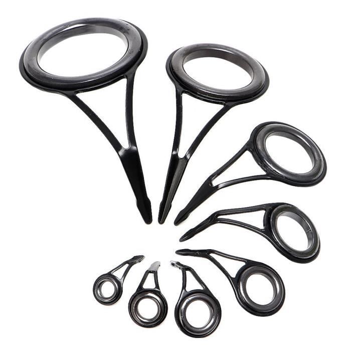 8 Pcs - Ensemble Guides de Canne À Pêche Ensemble de Réparation de Poteau 5-18Mm Dia Poisson Pointe Ensemble des Yeux Anneaux de