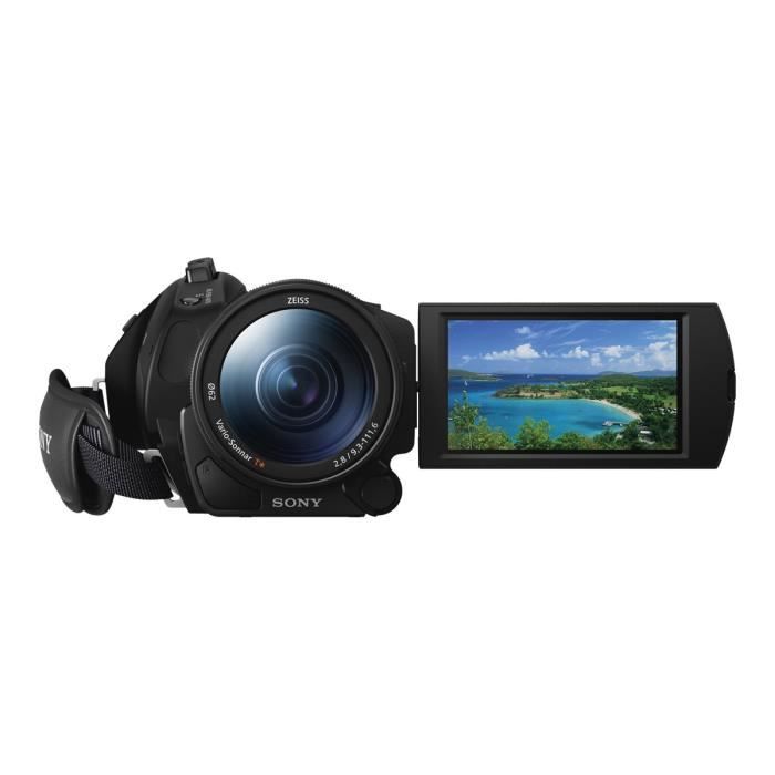 Sony Handycam FDR-AX700 Caméscope 4K - 30 pi-s 14.2 MP 12x zoom optique Carl Zeiss carte Flash Wi-Fi, NFC noir