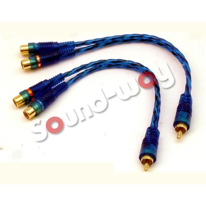 2 Adaptateurs Splitter câble RCA 2 femelle - 1 mâle audio pour amplificateurs sono