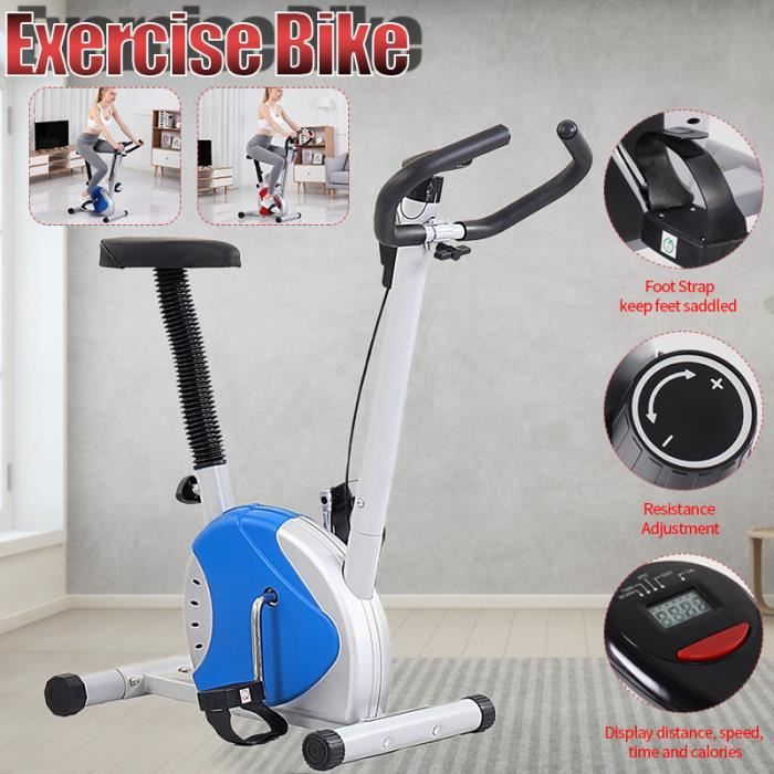 TEMPSA Vélo d'Appartement LED Gym à Domicile avec le Moniteur d'Affichage à Cristaux Liquides BLEU
