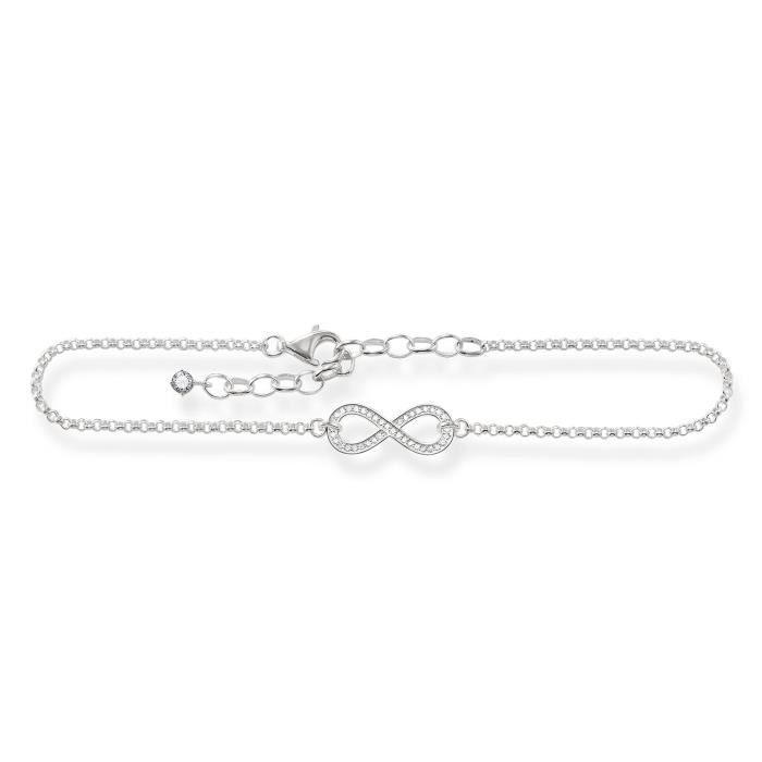 Thomas Sabo Femmes-Chaîne de Cheville Infinity Glam & Soul Argent Sterling 925 Longueur 27 cm AK0001-051-14-L27v