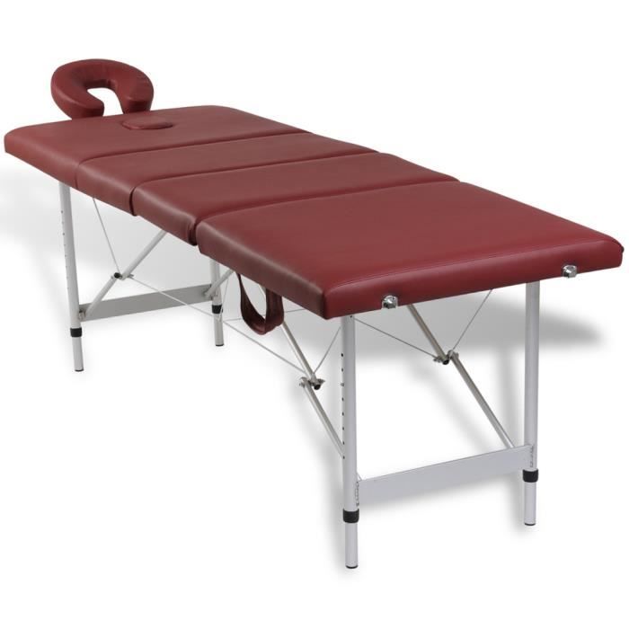 Table de Massage Pliante 4 Zones en mousse pour utilisations commerciales et domestiques Cadre en Aluminium Rouge
