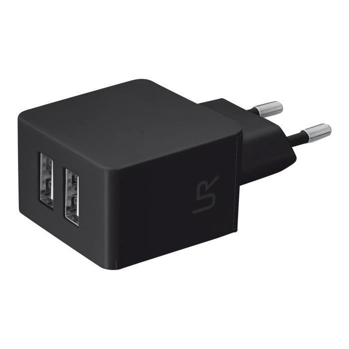 TRUST 2x5W Dual Wall - Chargeur secteur 2 Ports - Noir