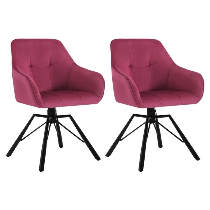 WOLTU Lot de 2 Chaises Pivotante à 360°Chaise Salle à Manger en Velours Fauteuil Scandinave Pieds en Métal Bordeaux W0ATT0391-2
