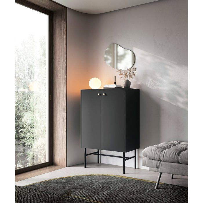 Buffet haut 2 portes - DIVENOS - 93 cm - noir Buffet haut 2 portes - DIVENOS - 93 cm - noir