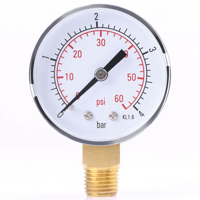 Manomètre Mini Portable 0–30 PSI / 0–2 Bar – Boîtier Métal, Double échelle, Pour Air, Eau, Huile