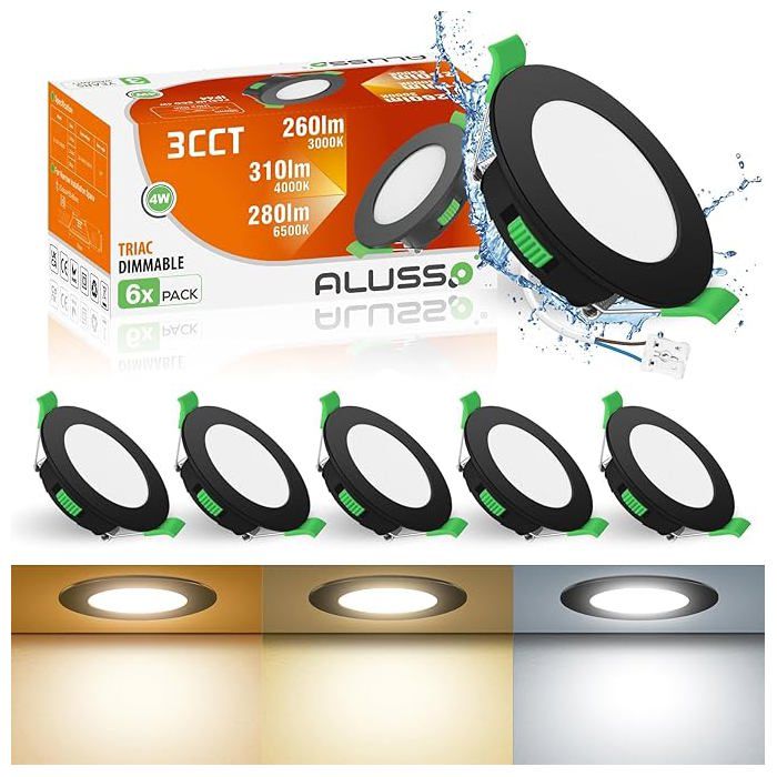 ALUSSO Spot LED Encastrable,Spot salle de bain IP44,Spot Led Extra Plat 25.5MM,6W 430Lumen Spots ALUSSO Spot LED Encastrable,Spot salle de bain IP44,Spot Led Extra Plat 25.5MM,6W 430Lumen Spots