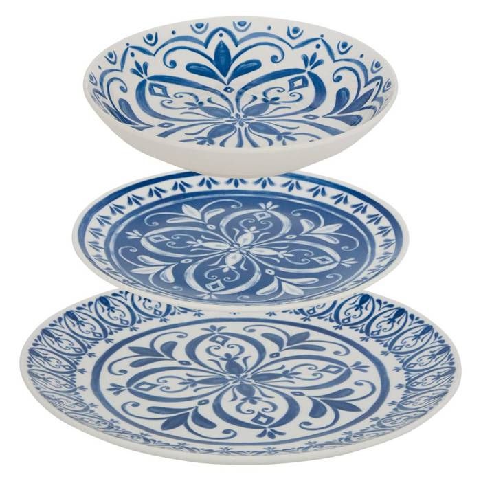 Service de table Manon 12 pièce(s) bleu L265xp24xH265cm - Atmosphera Créateur dintérieur