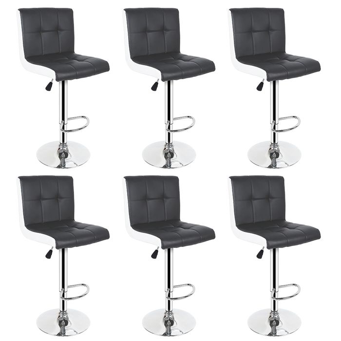 MIPAN . Chaise de Cuisine Pivotant - Lot de 6 Tabourets de Bar - Tabourets Hauts avec Dossier - Hauteur Réglable（95-121cm）