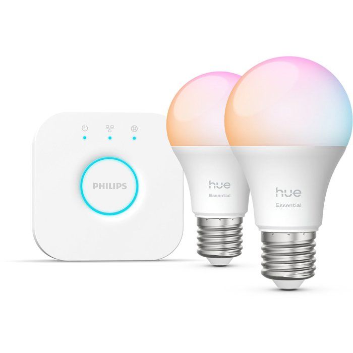 Kit de démarrage - Philips Hue - 1 Bridge - 2 ampoules A60 - Lumière blanche et colorée