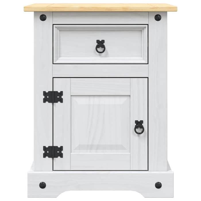 Table de chevet en pin - vidaXL - Blanc - 53x39x67 cm - Tiroir et placard - Style mexicain Corona - Bois de pin massif