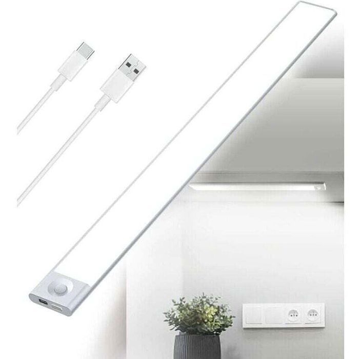 Reglette LED Cuisine Sous Meuble Rechargeable USB 2500mAh 40cm Dimmable Lampe Placard Detecteur de Mouvement Barre LED Sans Fil R