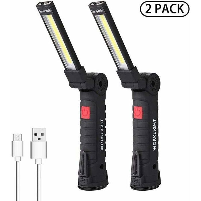 Lampe De Travail Led Lampe Torche Baladeuse Led Lampe Atelier Led Rechargeable Lampe DInspection Lampe De Poche Base Magnétique 5