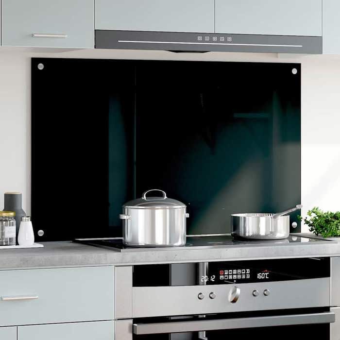 [27445]Dosseret de cuisine，Fond de hotte，crédence de Cuisine Noir 100x60 cm Verre trempéPoids:10.1 Kg