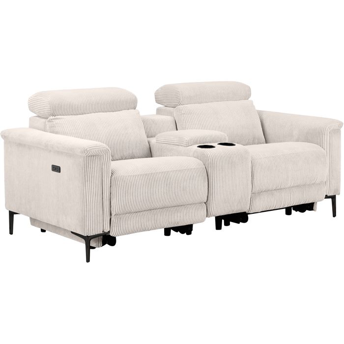 Lund-double Fauteuil à Bascule Électrique En Velours Côtelé Crème