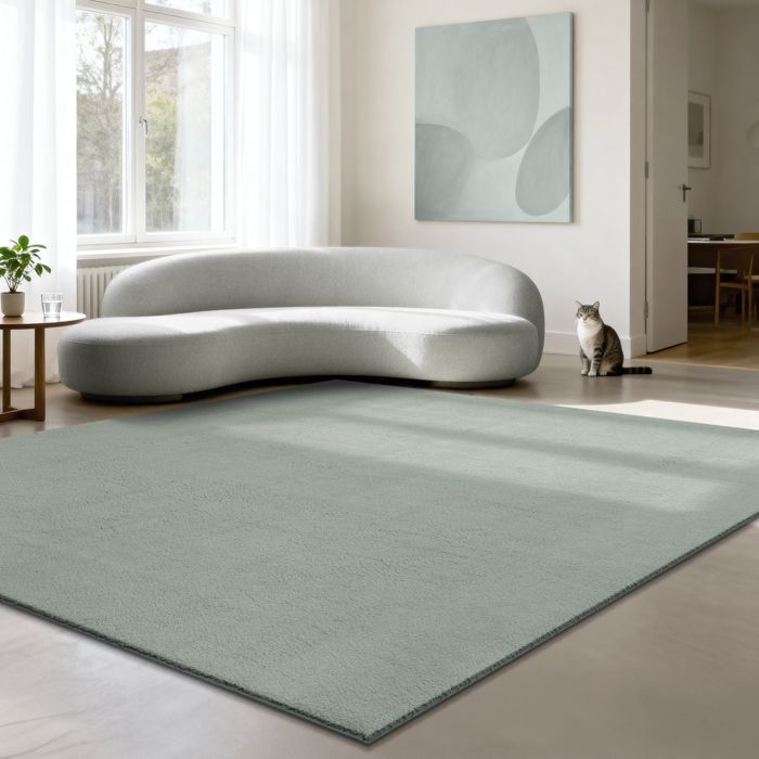the carpet Relax tapis moelleux à poils courts antidérapant lavable à 30 degrés Vert 240 x 240 cm Carré