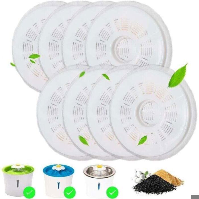 Filtre pour distributeur deau - PZCC - 8 pièces - Compatible 3L - Charbon actif - Résine échangeuse dions
