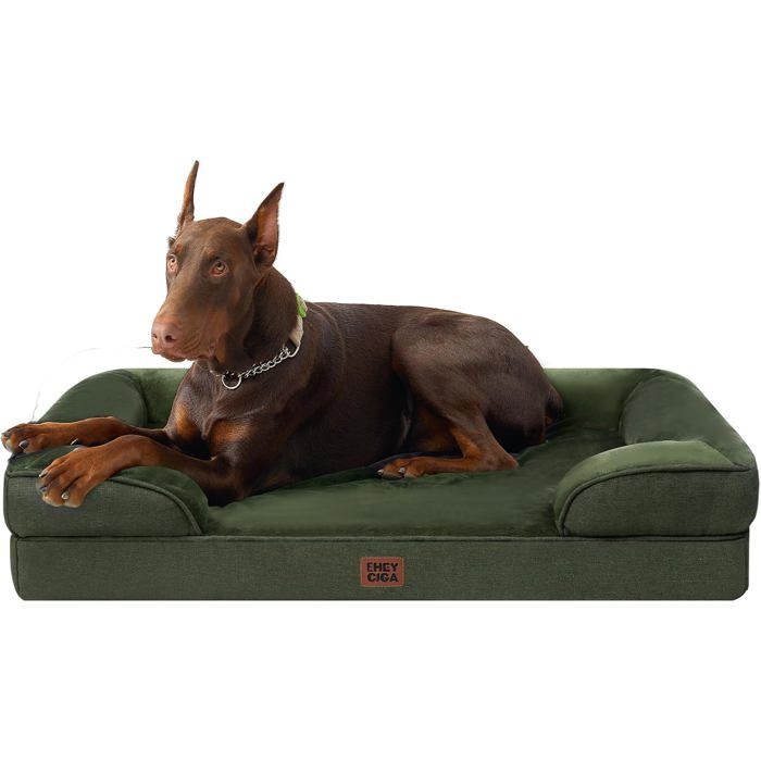 Panier Chien Xxl Orthopédique 122x89x20 cm Mémoire De Forme Déhoussable Lavable Canapé Imperméable Vert Foncé