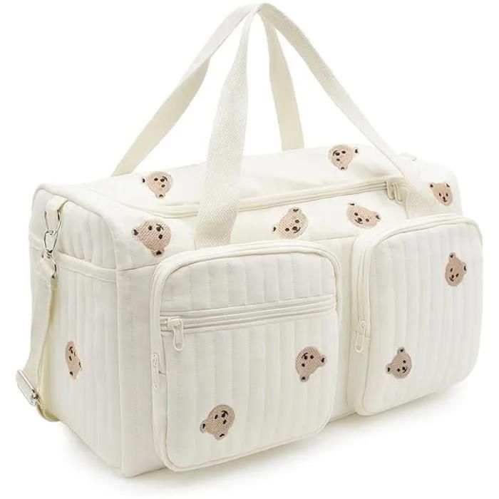 Sac à langer bébé léger matelassé fourre-tout multifonction pour maman grand et pratique pour sorties blanc SAC A LANGER