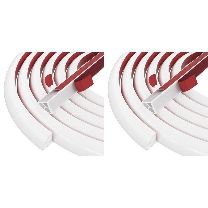 2X Moulure Quart de Rond Flexible et Pliable Bordure de Bord Autocollante en Caoutchouc Silicone pour Sol Baignoire Armoire