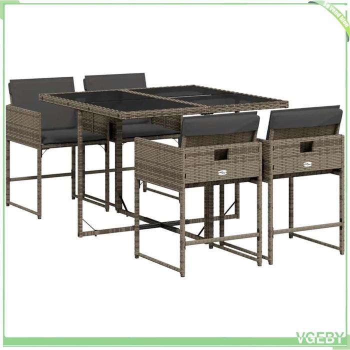 Ensemble de salle à manger de jardin - FAFEICY - 3211256 - Résine tressée gris - 4 places coussins amovibles - Plateau verre trempé