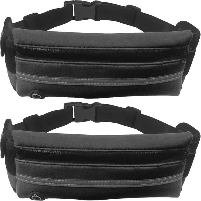Lot de 2 sacs de course ultralégers pour hommes et femmes avec bandoulière élastique réglable prise casque et sac banane étanche