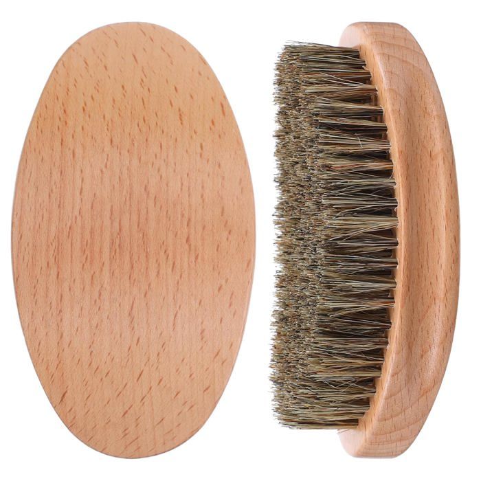 Brosse Waves 360 en poils de sanglier palm brush en bois hêtre coiffage cheveux et barbe noire
