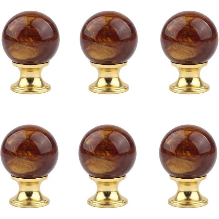 Eurpand Lot de 6 Boutons de Meuble Résine Ambrée 25mm avec Base Dorée Poignées Tiroir Placard avec Vis pour Armo POIGNEE DE PORTE
