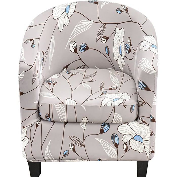 Housse Fauteuil Cabriolet Extensible 2 Pièces Fauteuil Club 1 Place avec Housse Coussin Motif Floral Élégant S HOUSSE DE FAUTEUIL