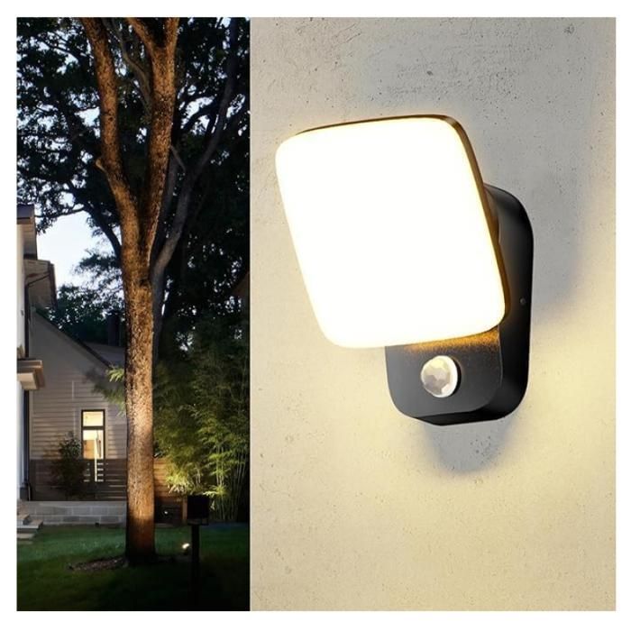 18W Applique Murale Exterieur LED Eclairage Exterieur avec Detecteur - Étanche IP65 Interieur 3000K Lampe Murale avec Pivotant