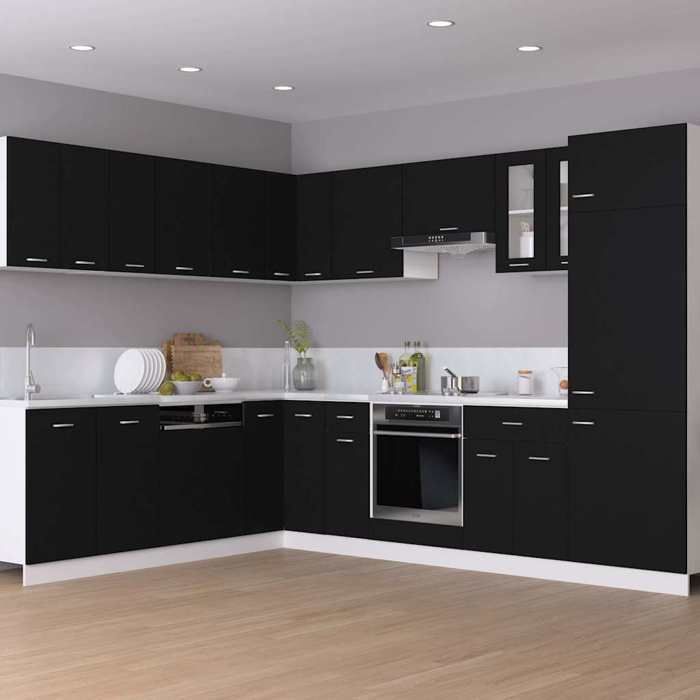 BEAU Meuble mural de cuisine - Armoire suspendue - Armoire haute Lyon - Noir - 80x31x60 cm - Bois dingénierie[29973]