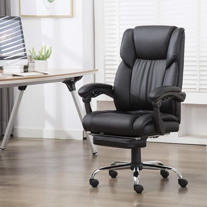 Amoiu Chaise De Bureau Fauteuil De Bureau Dossier Inclinable A 135 Hauteur Reglable Avec Repose Pieds Achat Vente Chaise De Bureau Noir Soldes Sur Cdiscount Des Le 20 Janvier Cdiscount