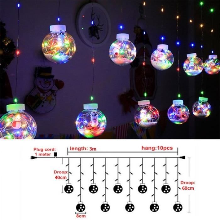 Guirlande Lumineuse Rideau Boule Lampe Décoration De Noël Arbre De Noël LED Rideau Lumière-Snowman - blanc chaud