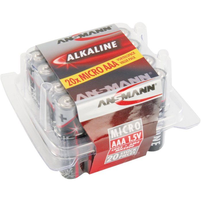 Lot de 20 Piles alcalines - ANSMANN - Universel - 1 5V AAA/LR03