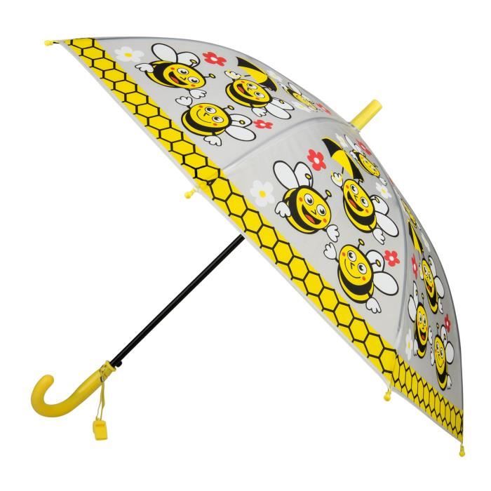 Parapluie Enfant Sécurité - Pointes Arrondies, Motif Papillons Fleurs Violet, 88.9 Cm - 4 à 8 Ans - 6