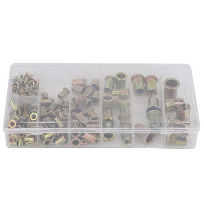 7 Pièces Écrous à Rivets M3 à M12 - Adaptateurs Riveteuse, Acier Carbone Robuste (Noir)