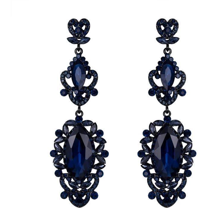 Aneneiceera Boucles D'oreilles Pendantes En Forme De Feuille De Cristal