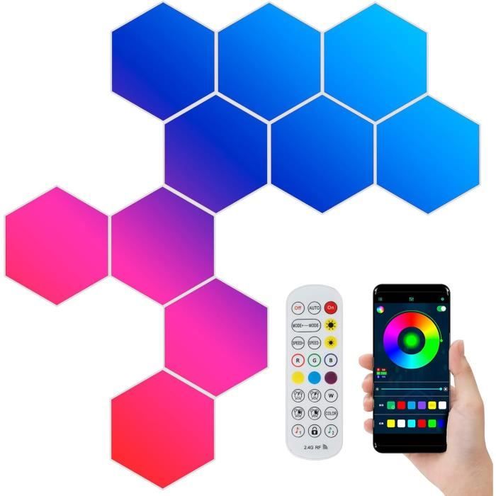 Panneaux LED Hexagonaux RGB - 8 Pièces Avec App Smart Pour Déco Gamer Et Murale