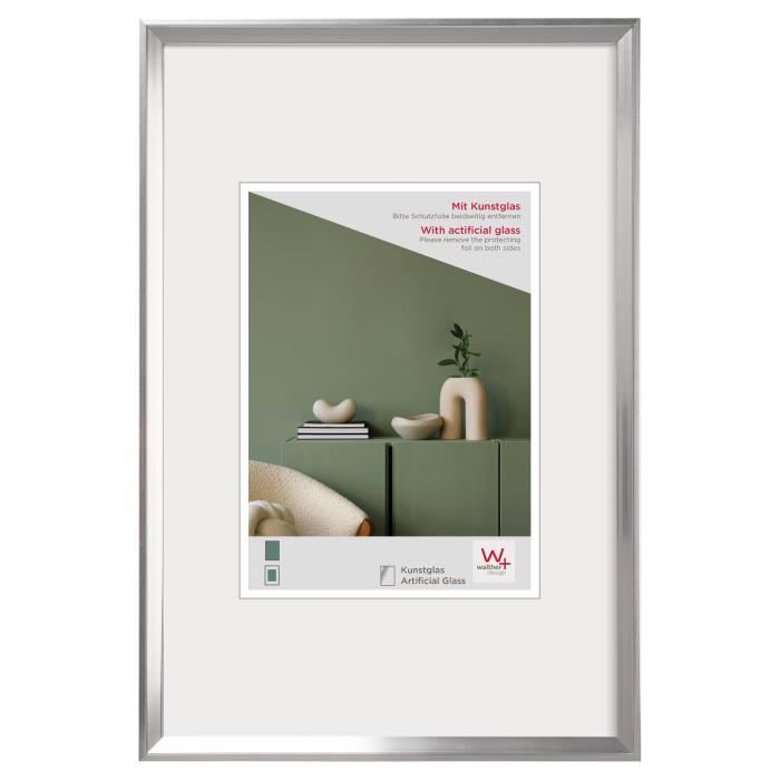 Cadre Photo 50x70 cm - Argent Brillant - Plastique - Evry