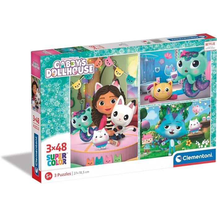 Puzzle Gabby'S Dollhouse - Clementoni - 3x48 pièces - Dessin animé ...
