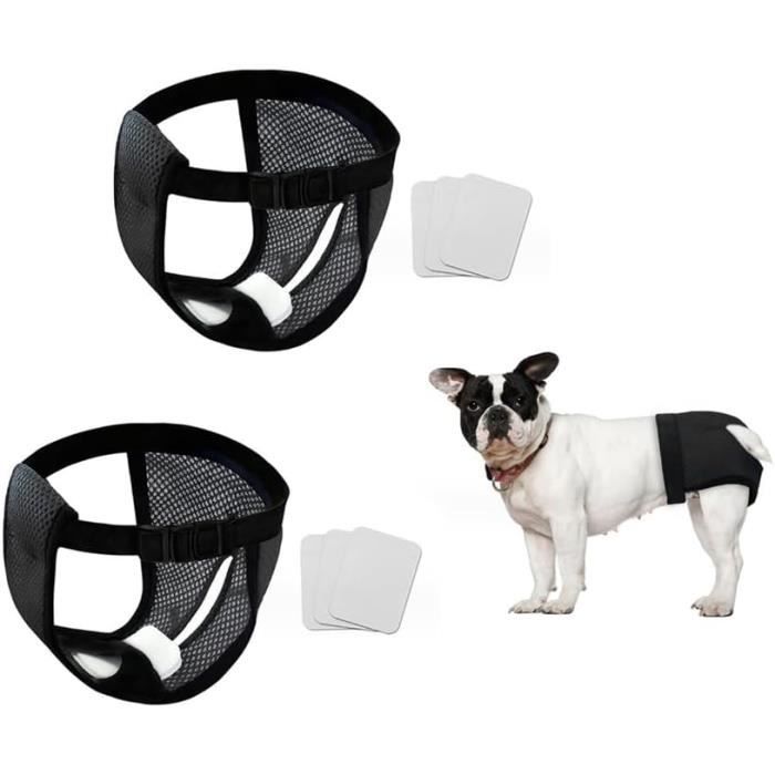 Culotte lavable pour chien - Noir - Lot de 2 - 6 serviettes incluses - Ajustement parfait