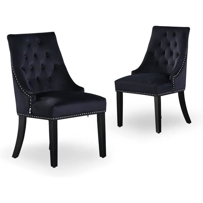 chaise capitonnée en velours gris foncé - style classique & design - pieds en bois - salle à manger, salon ou coiffeuse - win.[g178]